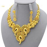 Africa Dubai Flowers Long Gold Plated Jewelry Sets