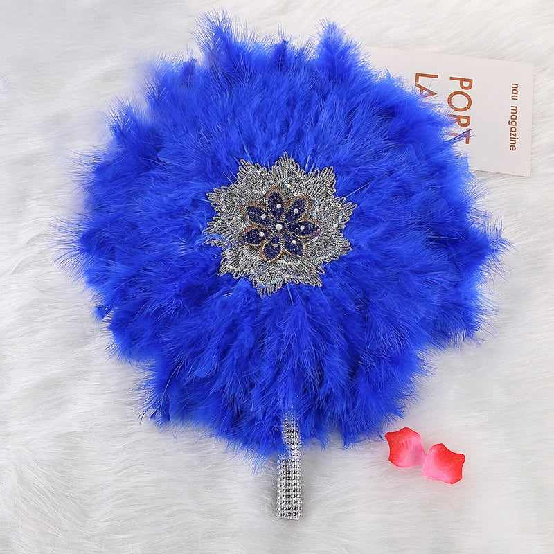 1PC Turkey Feather Hand Fan