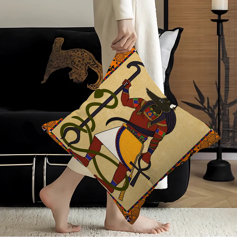 Abstract Ancient Egypt Snake Leopard Stitch Lucky Dragon Pillow Cover Sofa Cushion Cover Home Room Decoration Children Gift