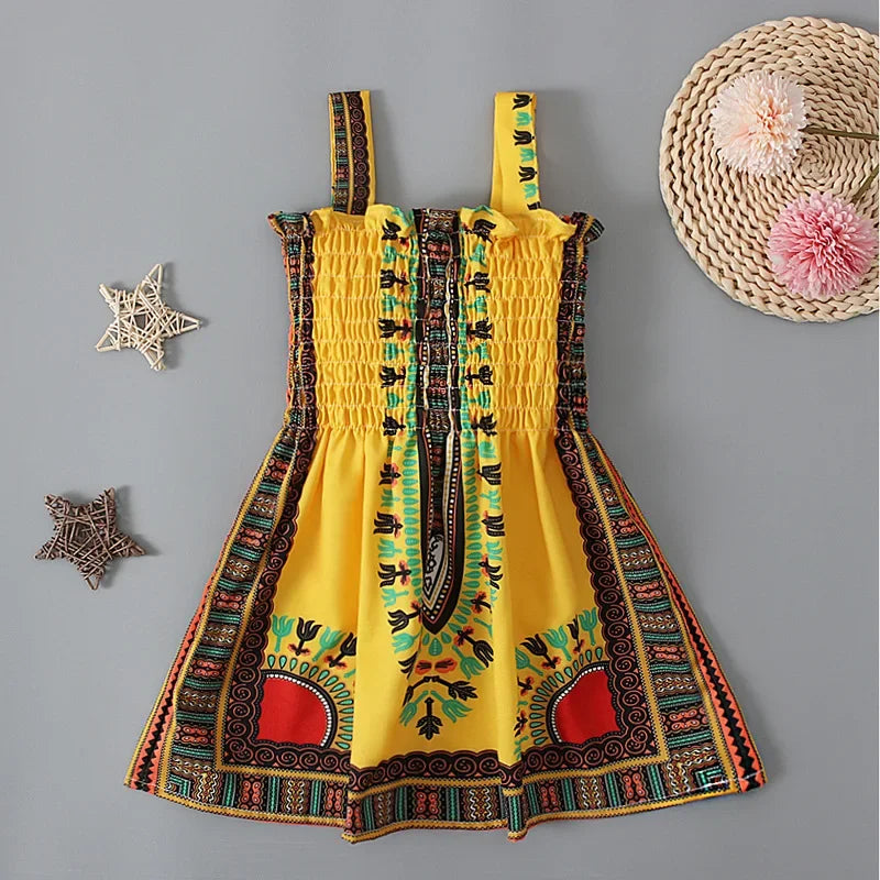 Summer Fashion Style African Children Polyester Printing Dress