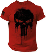 3D Print Military Patriotic Skull Dropped T Shirt