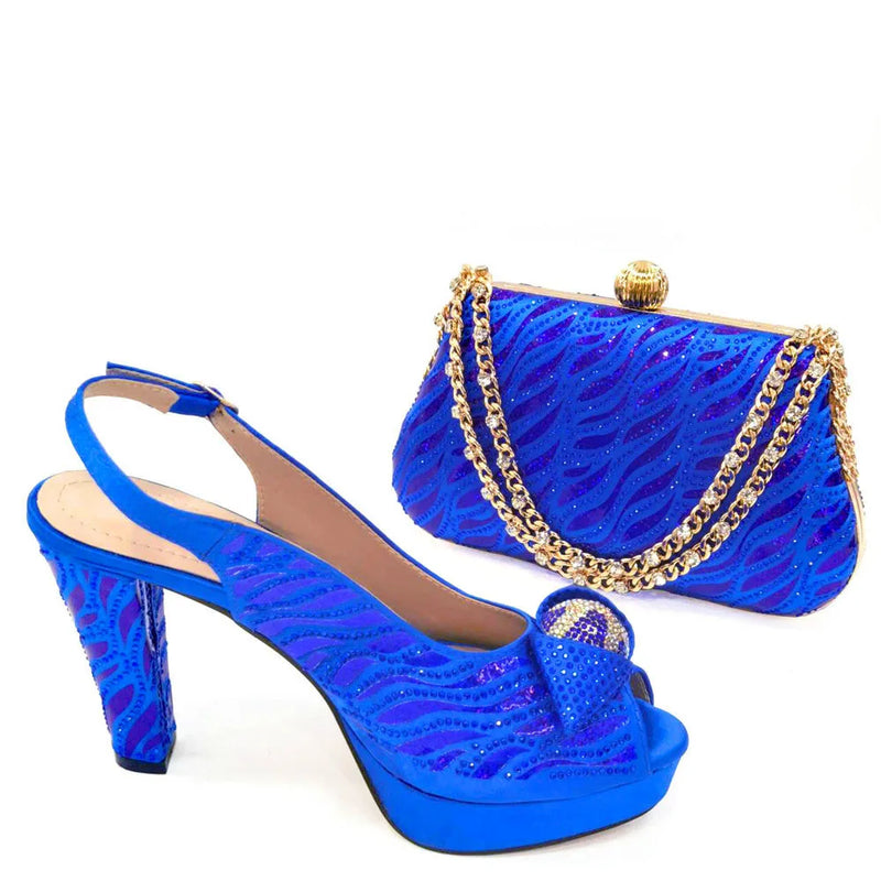 New Nigerian Style Rhinestone Fashion Shoes And Bags Set