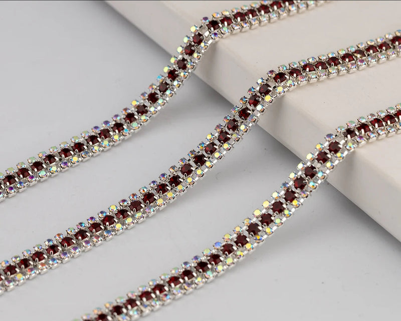 3 Rows Rhinestone Cup Chain