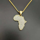 New Hip Hop Africa Map Pendant Necklace