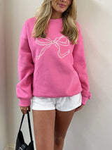 New Cute Pink Bow Prints Hoodie