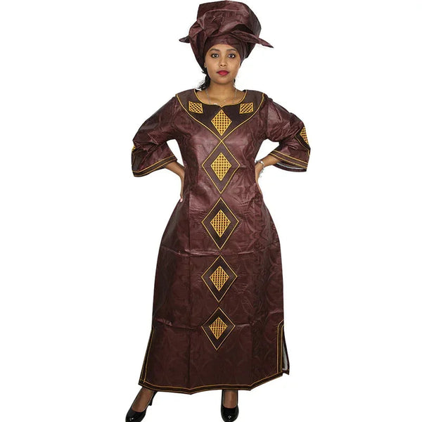 New African Bazin Embroidery Design Dress