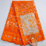 High quality Nigeria  Embroidery Tull Lace Fabric