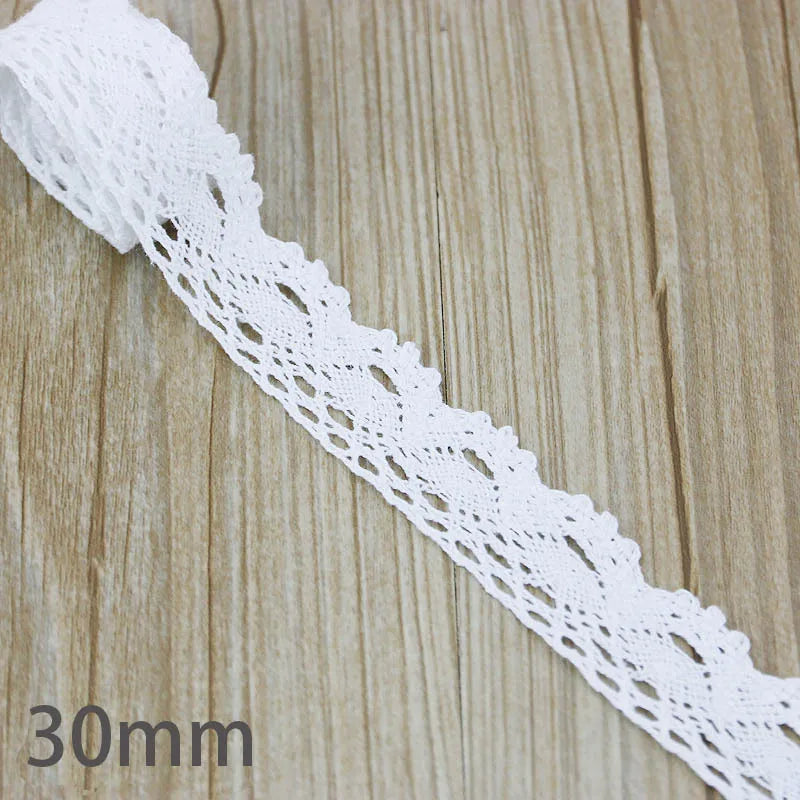 New White Beige Cotton Embroidered Lace