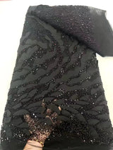 High Quality Nigerian Sequins With Pearl Lace Tulle Fabric