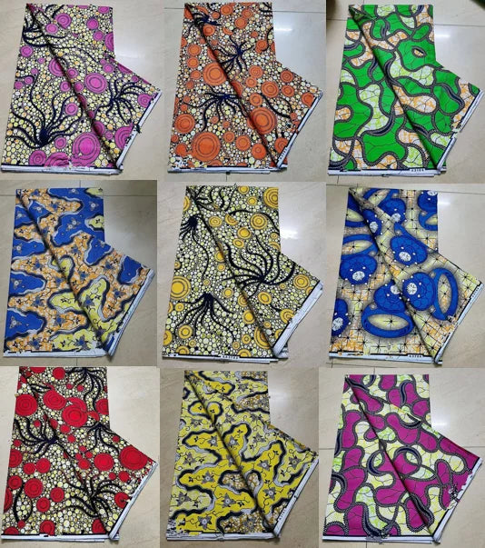 100% Cotton Ankara Wax Block Prints Batik Dutch High Quality Fabric