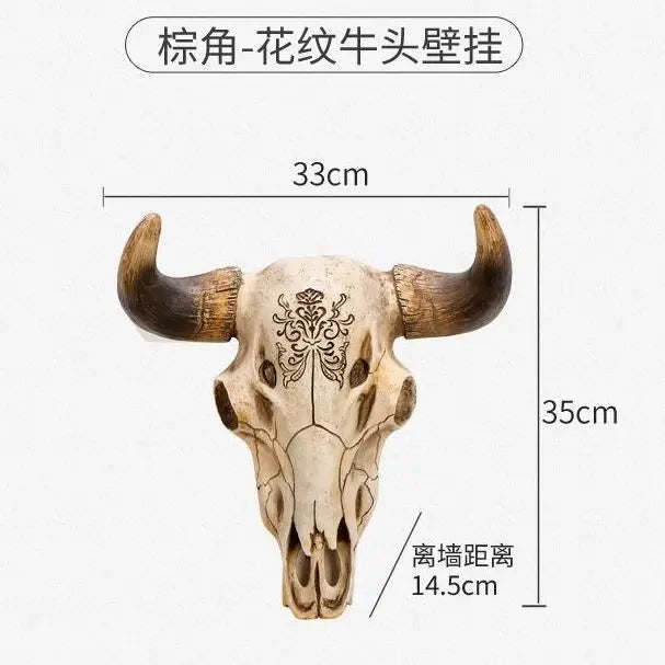 American Style Rural Retro Skull Cow Head