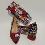 African Women Block Shoes With Match Bag