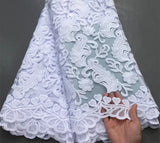 High Quality Nigerian White Mesh Embroidery Lace Fabric