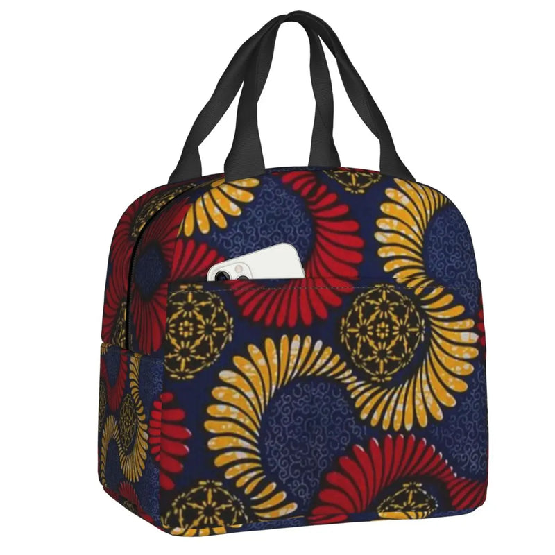 Ankara Dutch Wax Print Thermal Insulated Lunch Bags