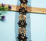 New Black Gold Glass Beaded Sequin Imitation Handmade Mesh Lace