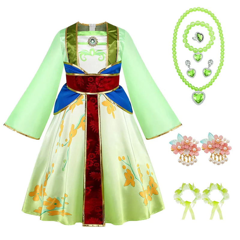 Kids Mulan Cosplay Princess Dress