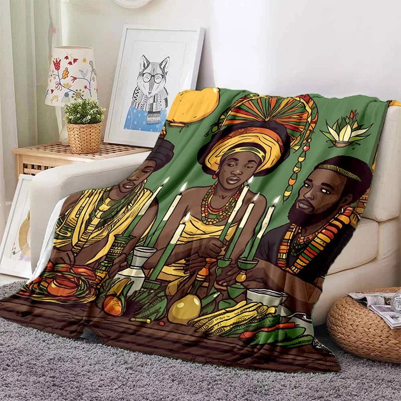 Cartoon Africa Custom Painting Art Soft Flannel Blanket