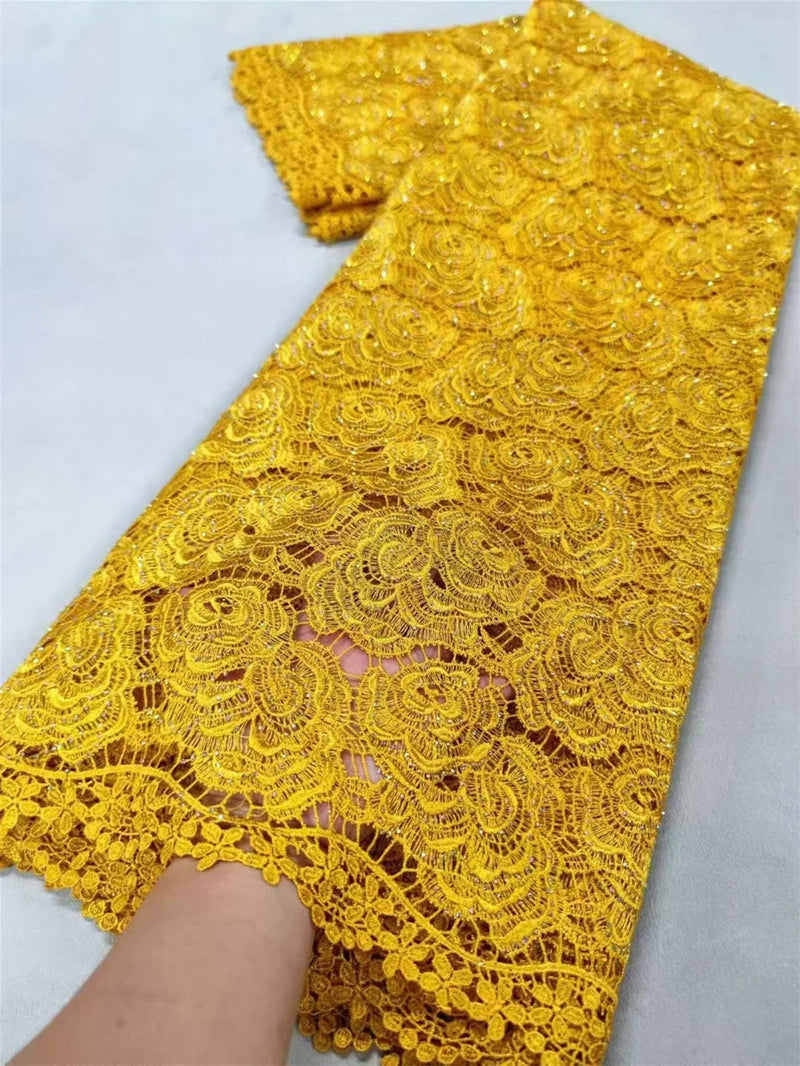 New Africa Yellow Guipure Lace Fabric