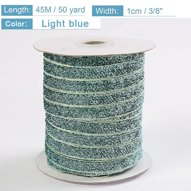 50Yards Metallic Glitter Velvet Ribbon