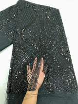 New Classic Nigerian Heavy Handmade Beads Tulle Lace Fabric