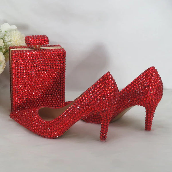 Orange Crystal Bridal Wedding Shoes With Matching Bags