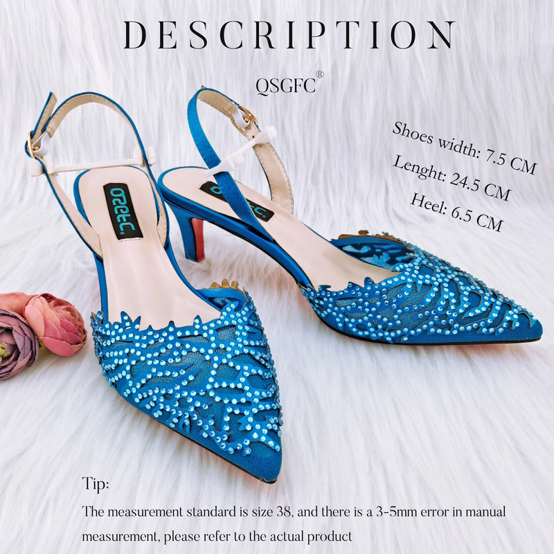 Small Rhinestones Fashion Party Ladies Shoes And Bag