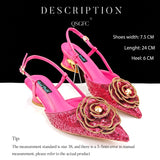 New Arrival Elegant Full of Rhinestone Flower Design Style Shoes and Bag Set