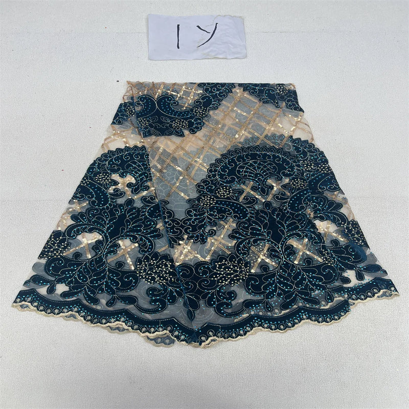 High Quality French Nigerian Beaded Lace Fabric