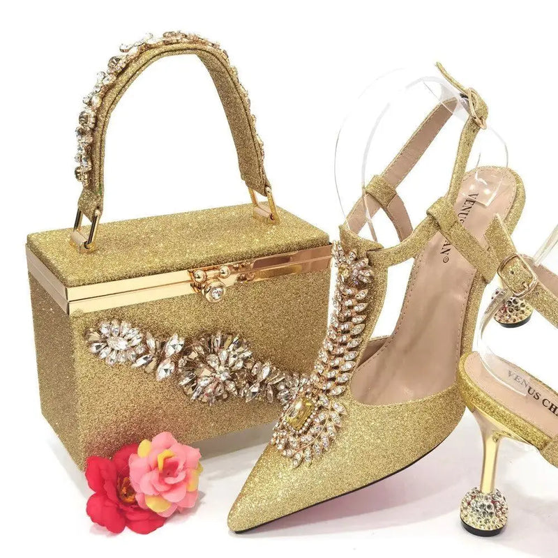 High Quality African Style Ladies Shoes And Bags Set