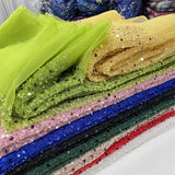 New Sequin Nigerian Embroidery French Tulle Mesh Net Lace Fabrics