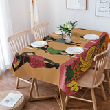 African Women Fruit Basket Ethnic Waterproof Tablecloth