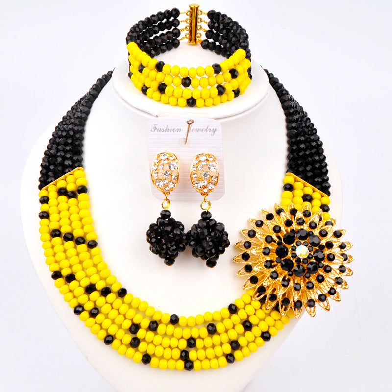 New Crystal Beaded Nigerian Wedding African Beads Jewelry Set