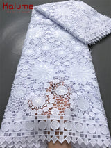 New White African Guipure Cord Lace Fabric