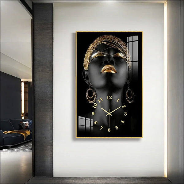 African Beauty Art Wall Clock Home Decor