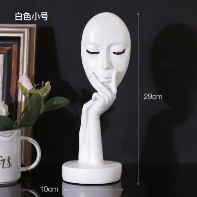 Modern Human Meditators Abstract Lady Face Character Resin Statues