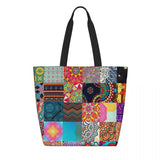 Kawaii Printing Geometric Ankara Pattern Shopping Tote Bags