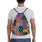 New Wax Print Ankara Kente Pattern Drawstring Bag