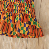 African Bohemian style geometric short-sleeved tops and pants two-piece