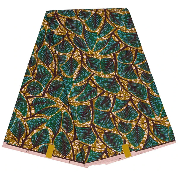 Ankara African Print Leaf Pattern Real Wax