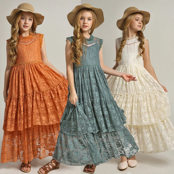 2-12 Years Old Summer Lace Girls Dress