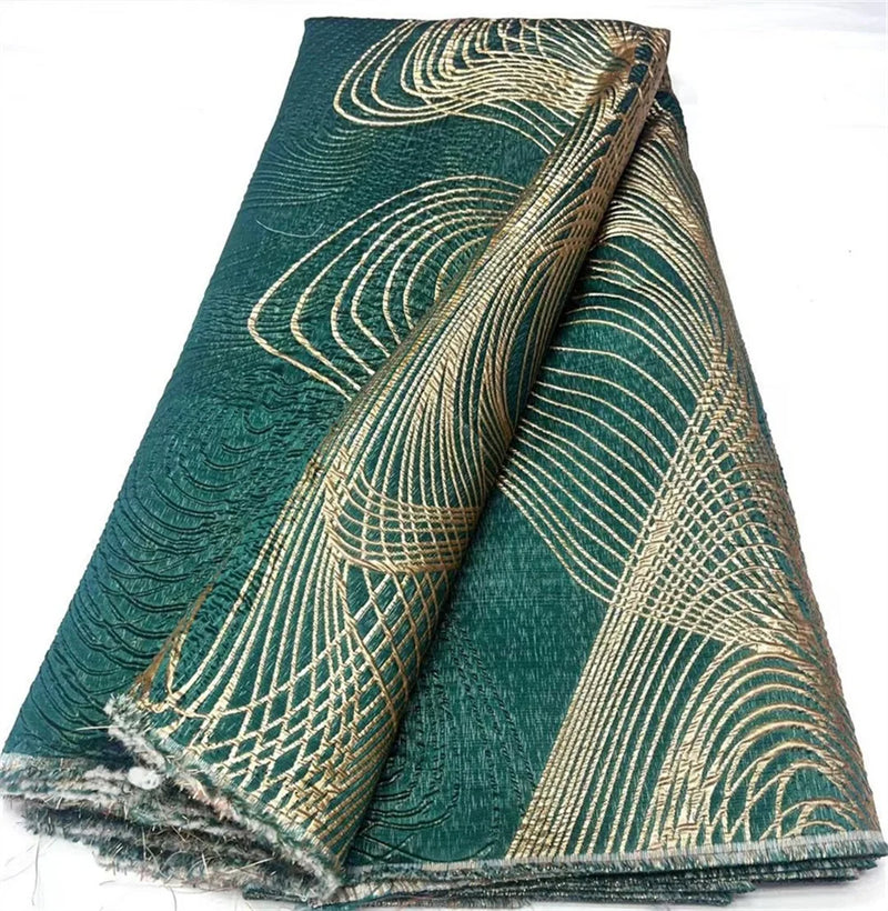 New Green African Brocade Jacquard Fabric