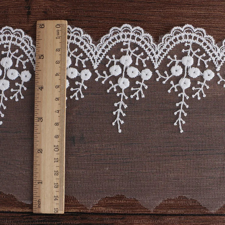 7-14.5 cm Embroidered Mesh Flower Tulle Lace