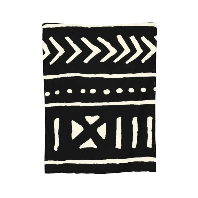 African Bogolan Mudcloth Pattern Blanket