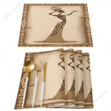 Ethnic African Women Printed Cotton Linen Table Napkin