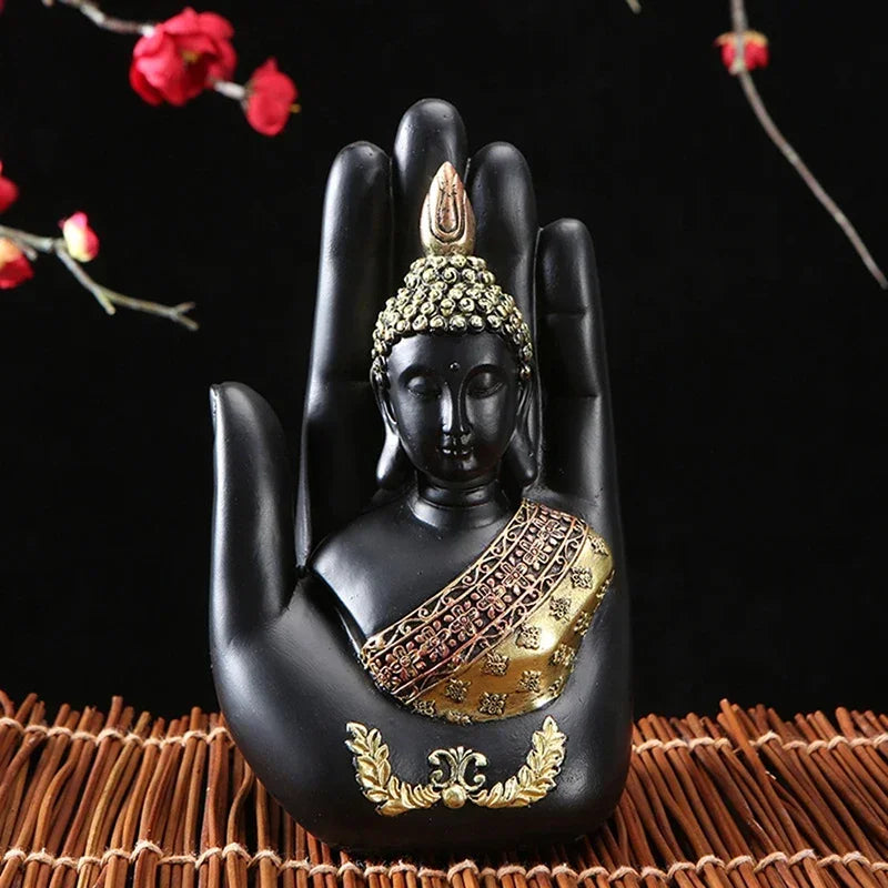 Buddha Sitting in Hand Statue Resin Buddhist Figurines