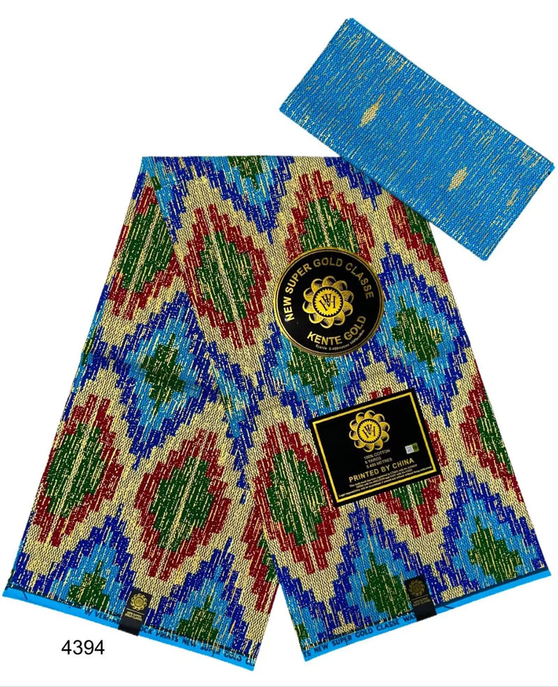 Ankara African kente gold Real Wax Fabric