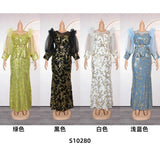 Women New Fashion Plus Size Sequin Evening Party Long Dress