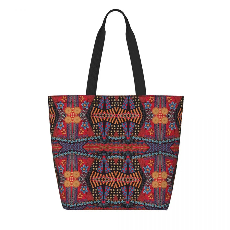 Kawaii Printing Geometric Ankara Pattern Shopping Tote Bags