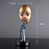 Modern Human Meditators Abstract Lady Face Character Resin Statues