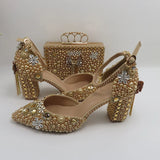 New Fashionable White Bride Party Shoes and Bag Set